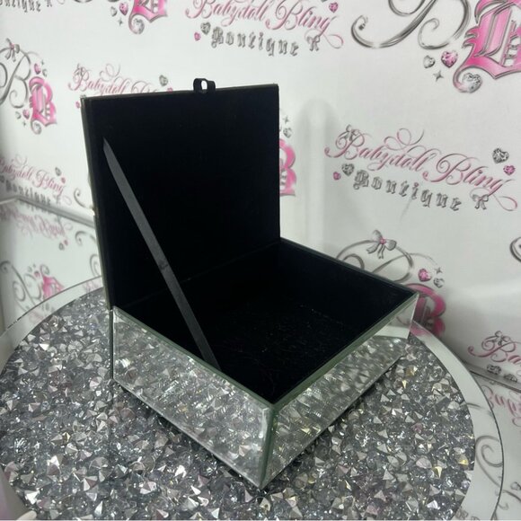 Jewelery box rhinestone bling Elegant Mirrored Jewelry Box with Crystal Accents - Picture 7 of 9